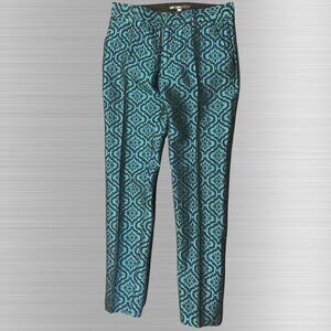 Men's Patterned Blue Teal Stretch Pants